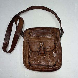 Vintage Leather Crossbody Purse Bag Brown Privata 10X9" Womens Ladies